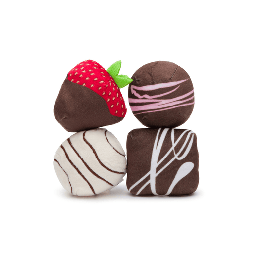 Fabdog Dogiva Box of Chocolates 4ct Dog Toy