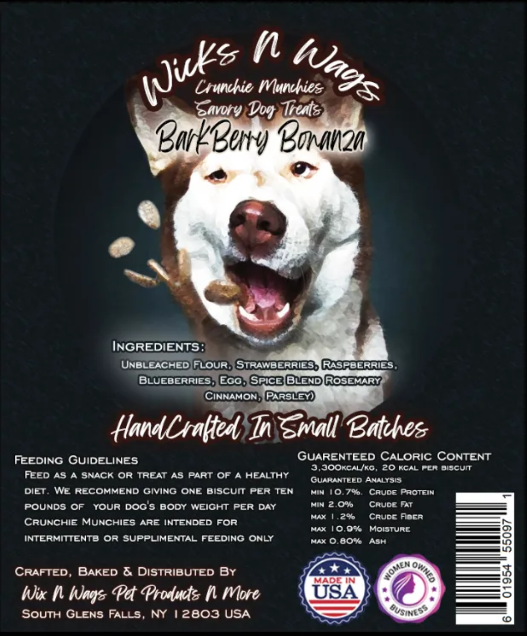 Wicks N Wags Crunchy Munchies Dog Treats Barkberry Bonanza 3oz