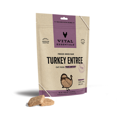 Vital Essentials - Cat Freeze Dried Food - Turkey Entree Mini Patties 3.5oz