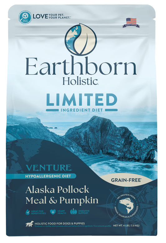 Earthborn Holistic Venture Grain-Free Limited Ingredients Alaska Pollock & Pumpkin Dry Dog Food  4 lb