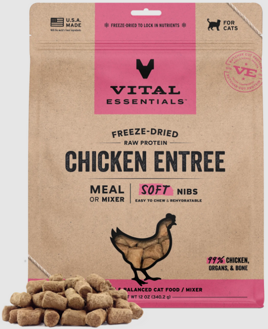 Vital Freeze-Dried Raw Chicken Entree & Mixer Cat Food Soft Nibs 12oz