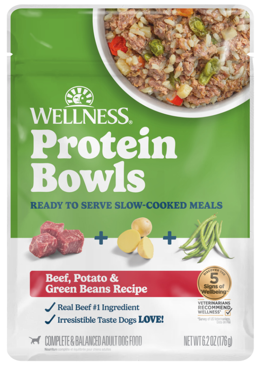 Wellness Wet Dog Protein Bowls Beef, Potato & Green Beans 6.2oz pouch