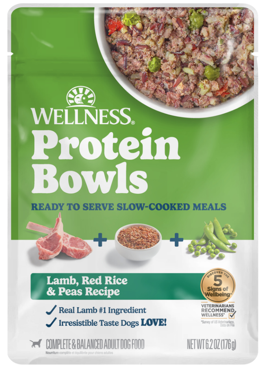 Wellness Wet Dog Protein Bowls Lamb, Red Rice & Peas 6.2oz pouch