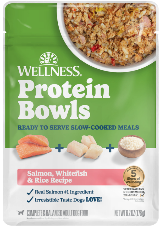 Wellness Wet Dog Protein Bowls Salmon, Whitefish & Rice 6.2oz pouch