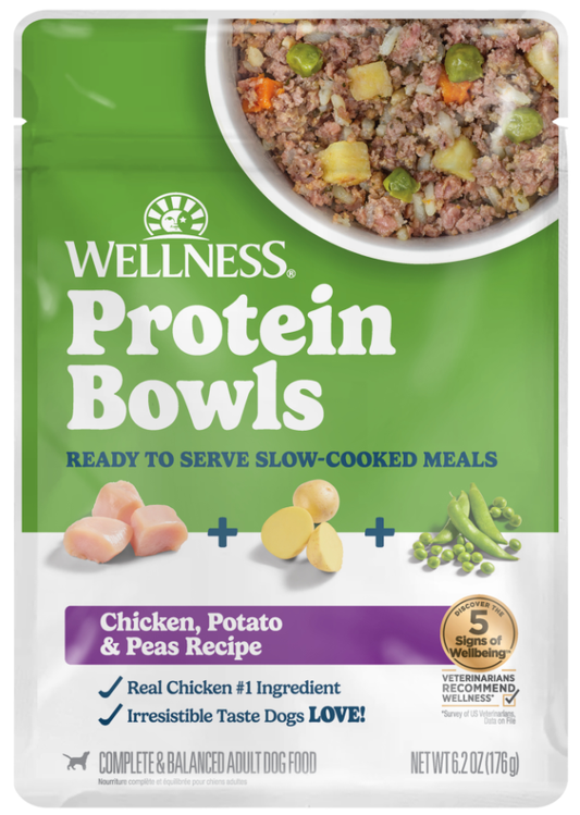 Wellness Wet Dog Protein Bowls Chicken, Potato & Peas 6.2oz pouch