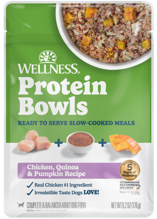 Wellness Wet Dog Protein Bowls Chicken, Quinoa & Pumpkin 6.2oz pouch