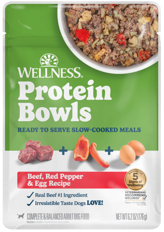 Wellness Wet Dog Protein Bowls Beef, Red Pepper & Egg 6.2oz pouch