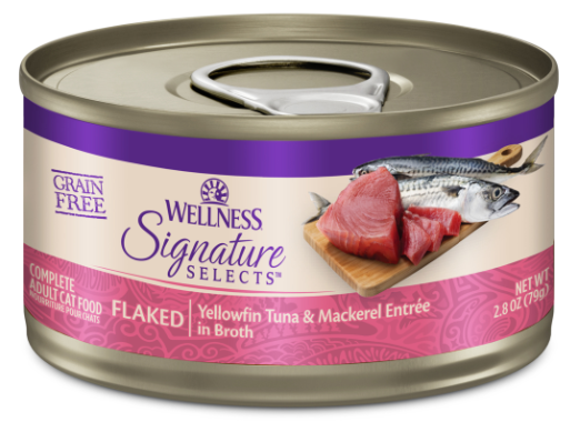 Wellness CORE Signature Selects Flaked Yellowfin Tuna & Mackerel Cat Food 2.8oz can