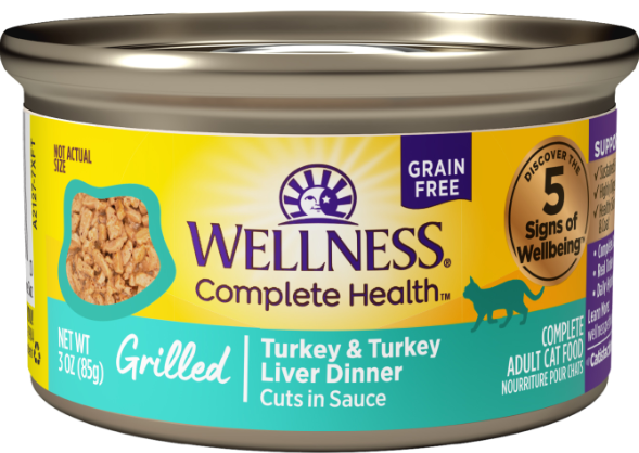 Wellness Can Cat Complete Health Grilled Turkey & Liver Dinner Cuts in Sauce 3oz