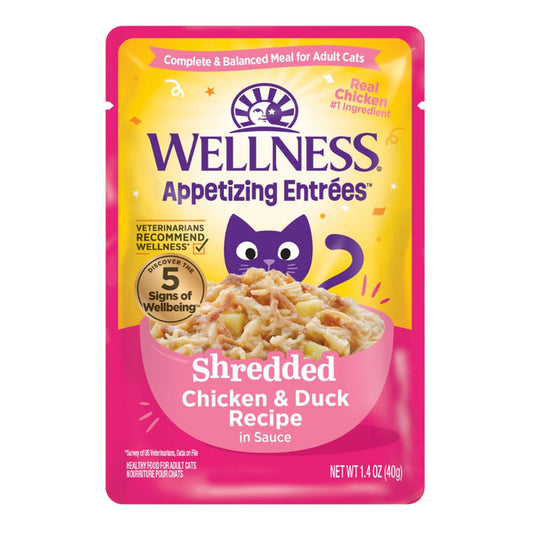 Wellness Cat Appetizing Entrees Shredded Chicken & Duck in Sauce 1.4oz