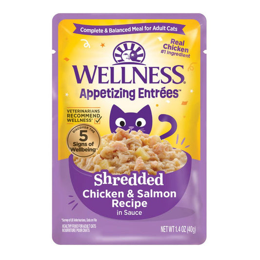 Wellness Cat Appetizing Entrees Shredded Chicken & Salmon in Sauce 1.4oz