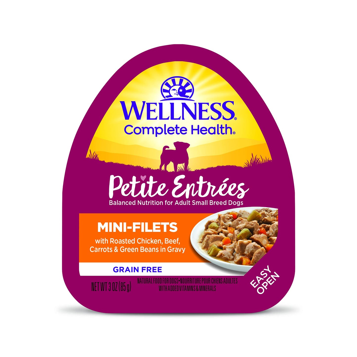Wellness Petite Entrées Mini-Filets with Roasted Chicken, Beef, Carrots, & Green Beans in Gravy 3oz Cup
