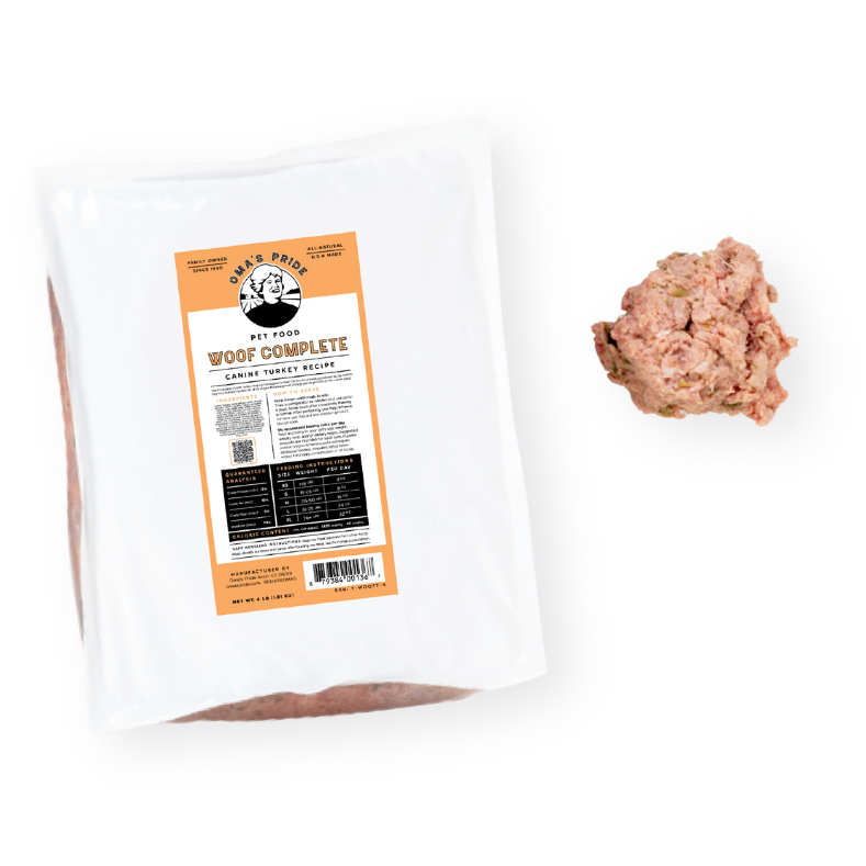Oma's Pride Woof Complete Dog Food Recipie 1lb Turkey