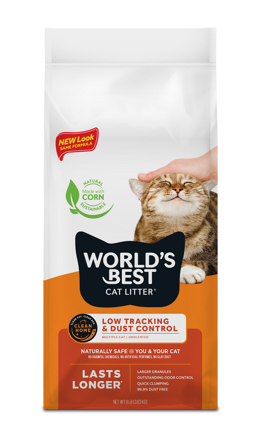 World's Best Cat Litter Low Tracking and Dust Control Multiple Cat Unscented, 8lb Bag