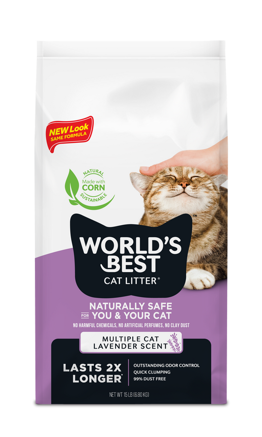 World's Best Cat Litter Lavender Scented Multiple Cat Formula, 15lb Bag
