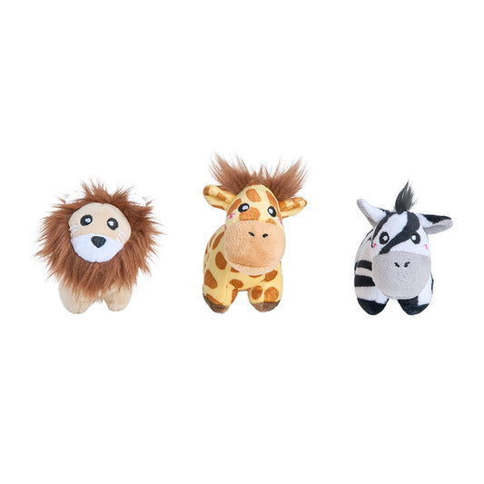 Zippypaws Plush Dog Toy Miniz 3 Pack Jungle Safari