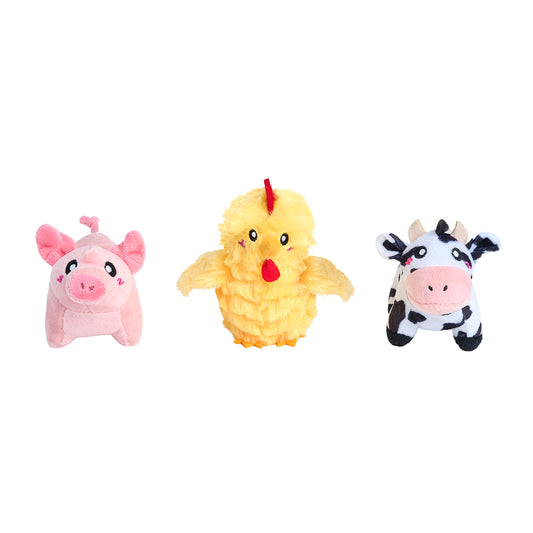 Zippypaws Plush Dog Toy Miniz 3 Pack Barnyard Friends