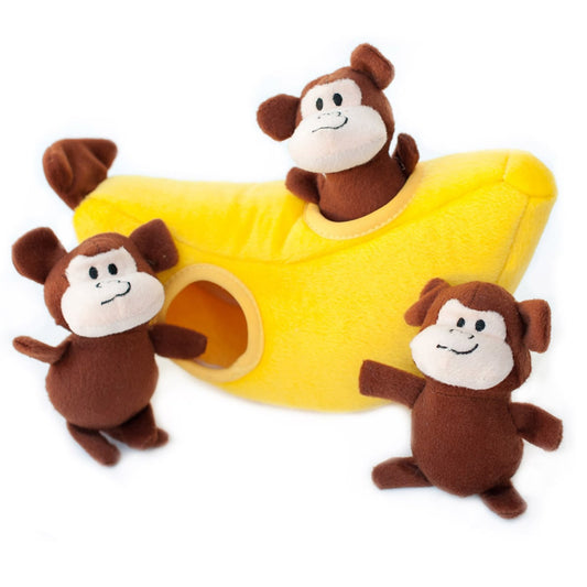 ZippyPaws Burrow Monkey 'n Banana Plush Dog Toy