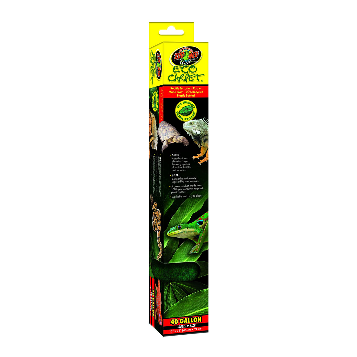 Zoo Med Eco Carpet Reptile Terrarium Carpet, Green, 40 Gallon