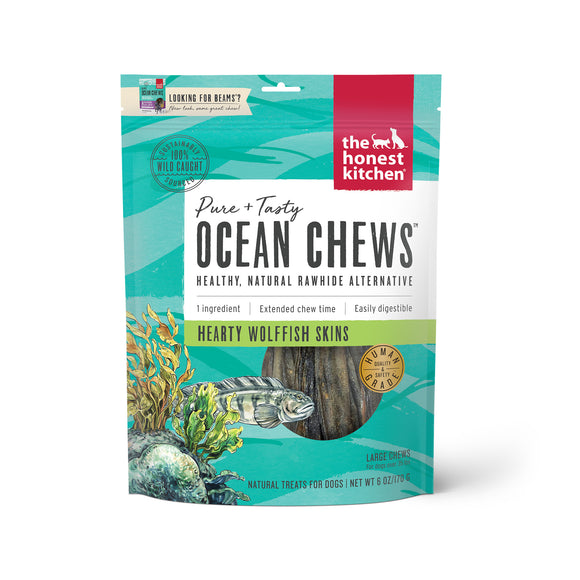 The Honest Kitchen Ocean Chews Hearty Wolffish Skins Dog Treats 6oz
