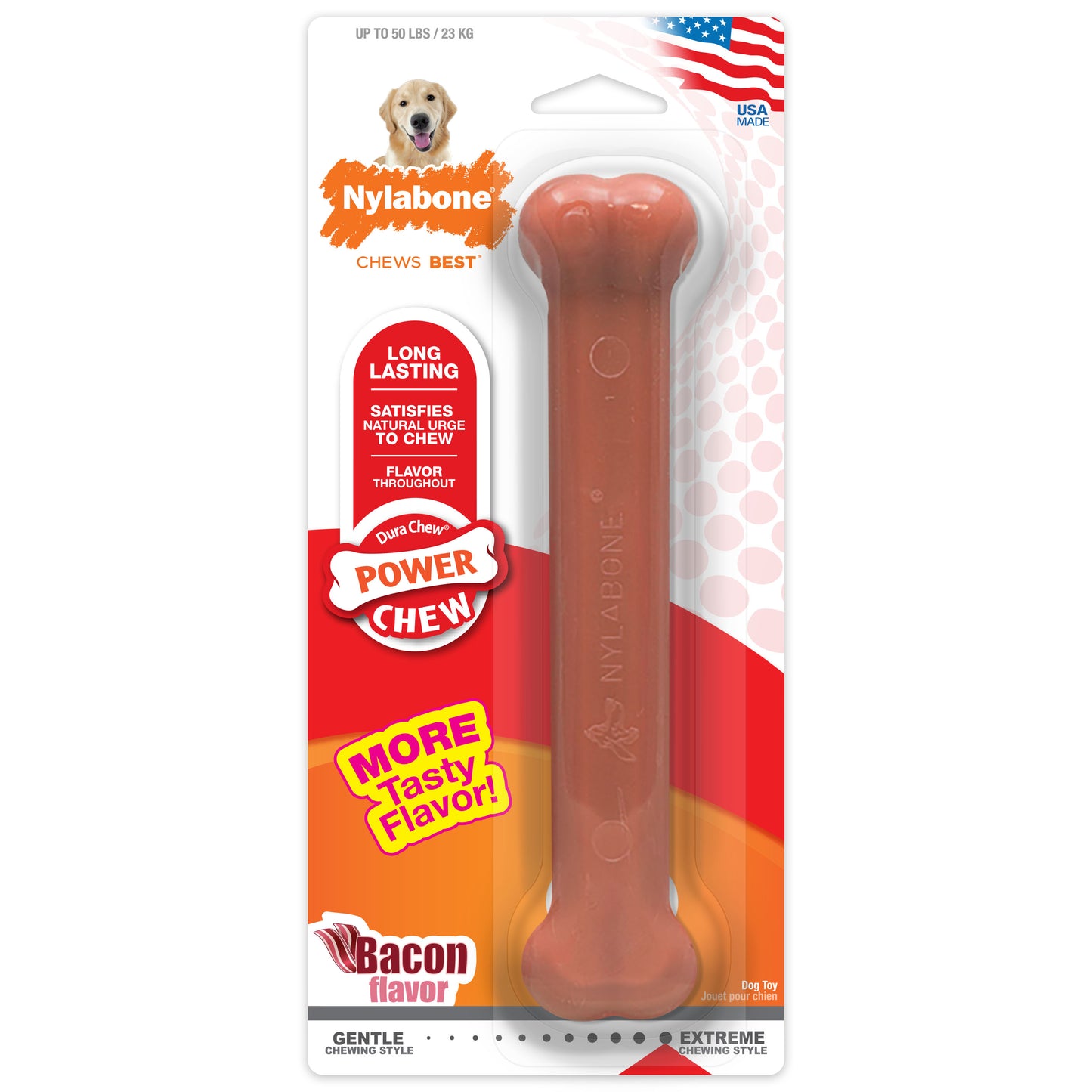 Nylabone Power Chew Dog Toy Bacon Large/Giant