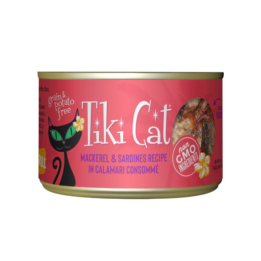 Tiki Cat Grill Wet Cat Food, Mackerel & Sardines, 6oz Can