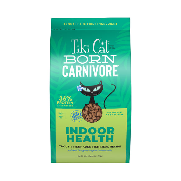 Tiki Cat Born Carnivore Indoor Health Dry Cat Food Trout & Menhaden Fish Meal 6lb