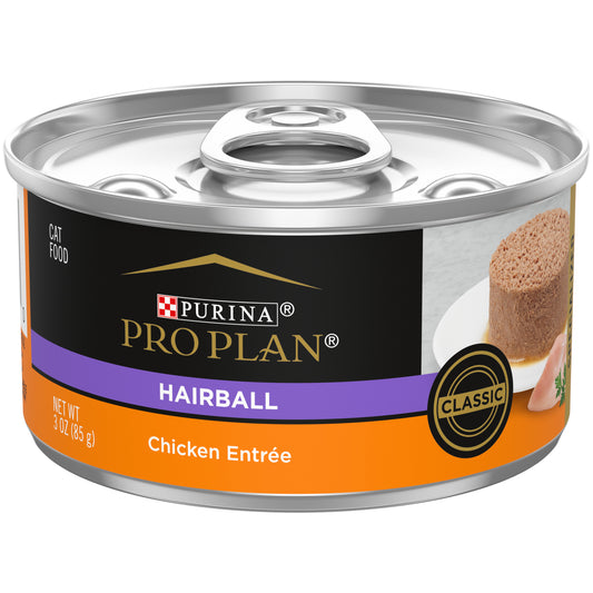 Purina Pro Plan Hairball Control Cat Food Wet Pate, Hairball Chicken Entrée 3oz can