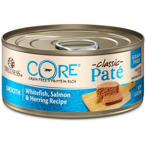 Wellness CORE Natural Grain Free Wet Canned Cat Food Whitefish Salmon & Herring 5.5oz Can