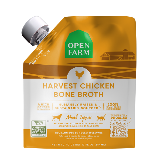 Open Farm Harvest Chicken Bone Broth For Dogs & Cats 12oz Pouch