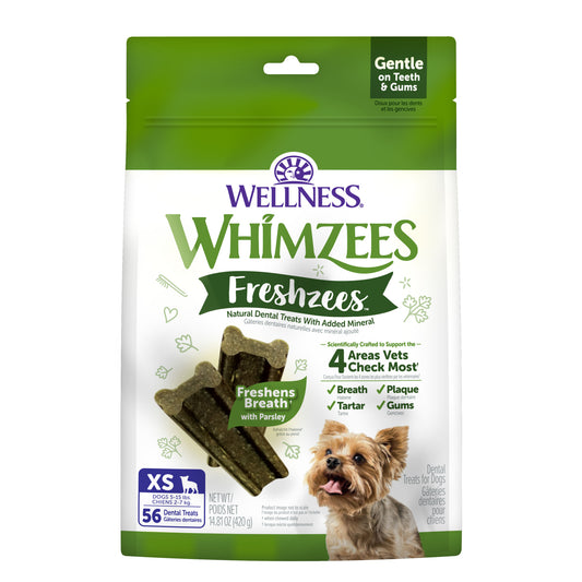 WHIMZEES Wellness Freshzees Dog Dental Treats, Natural Chews, Extra Small Size Stick 56ct