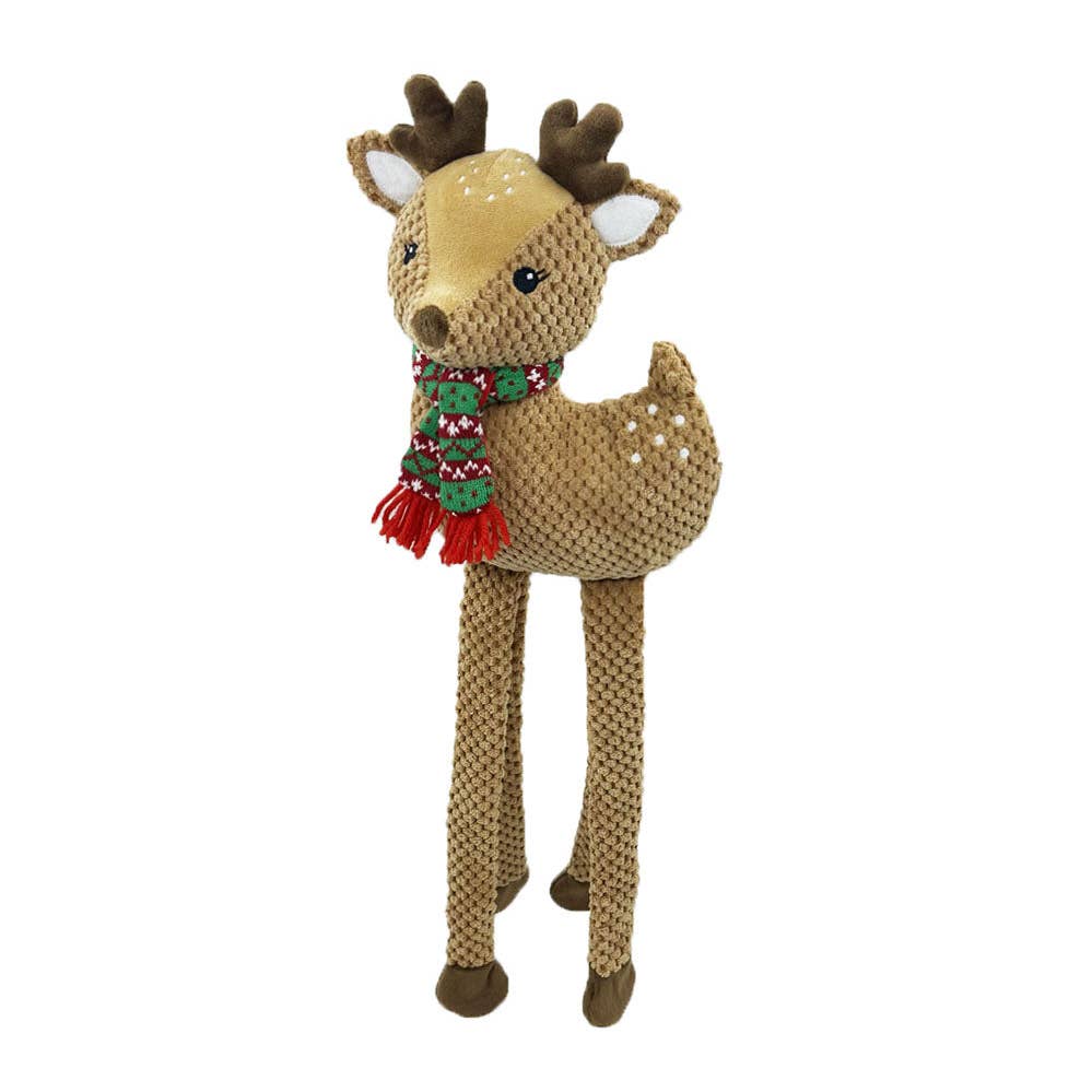 Petlou Holiday Christmas Long-legged Deer Dog Toy 22in