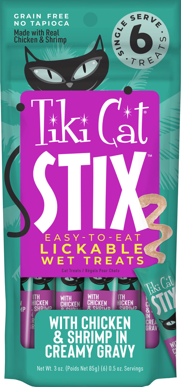 Tiki Cat Stix Wet Cat Treats Chicken & Shrimp 3oz Pouch