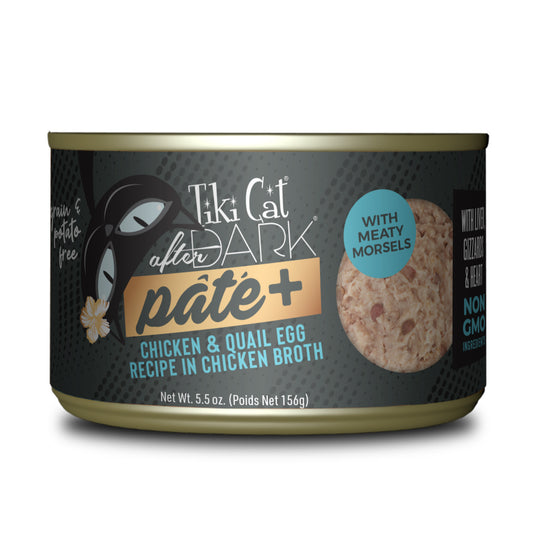 Tiki Cat After Dark Pate+ Wet Cat Food Chicken & Quail Egg 5.5 oz. Can