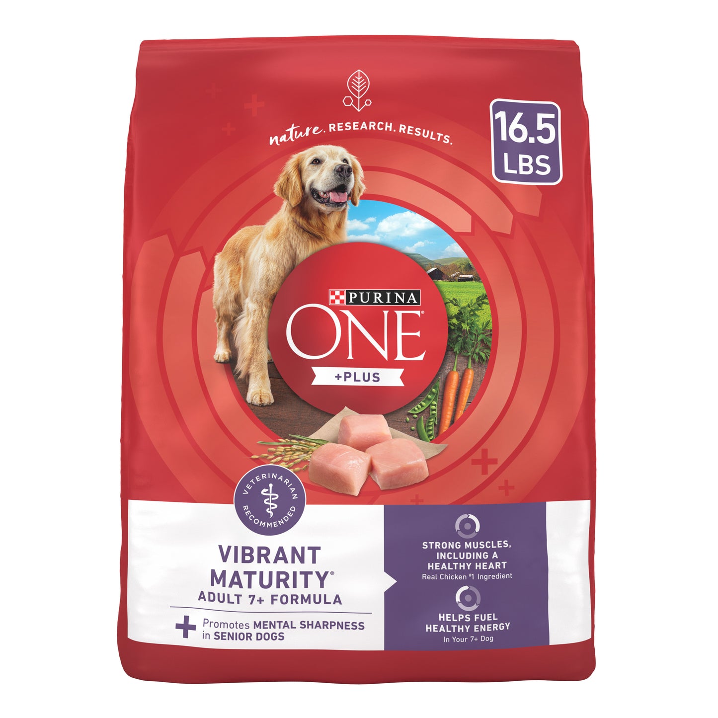 Purina One High Protein Dry Senior Dog Food Plus Vibrant Maturity Adult 7 Plus Formula 16.5lb