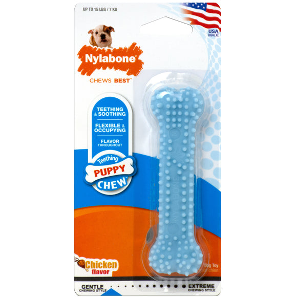 Nylabone Puppy Teething & Soothing Flexible Chew Toy Chicken Blue X-Small/Petite