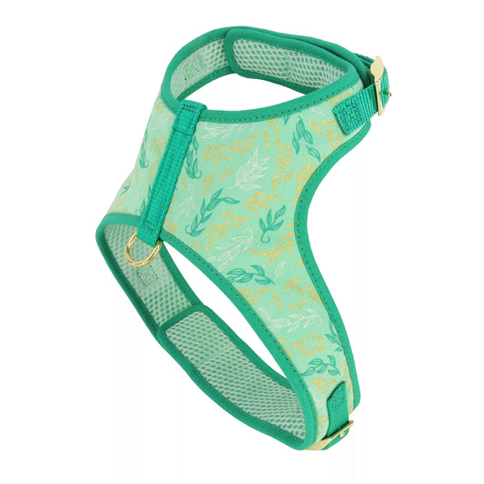 Coastal Accent Metallic Adjustable 5/8in Wide 16-20in Dog Harness Green Leaves