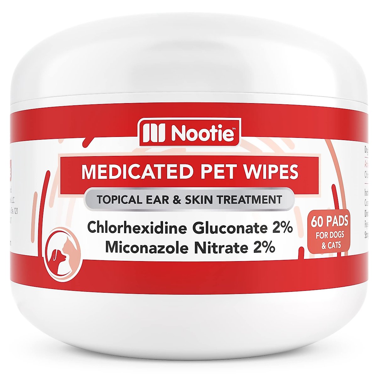 Nootie Medicated Dog Wipes Chlorhexidine & Miconazole 2in Small Wipes 60ct