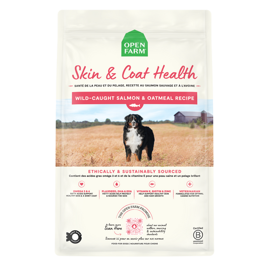 Open Farm Skin & Coat Health, Wild-Caught Salmon & Oatmeal Recipe Dry Dog Food 22lb Bag