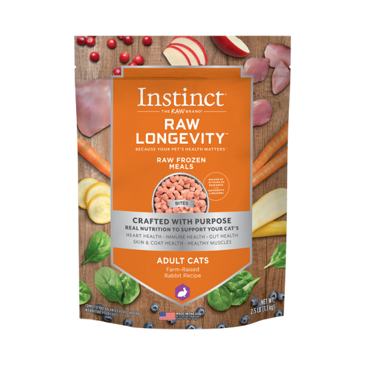 Instinct® Raw Longevity™ Raw Frozen Meals Farm-Raised Rabbit Recipe for Cats 2.5lb Bag