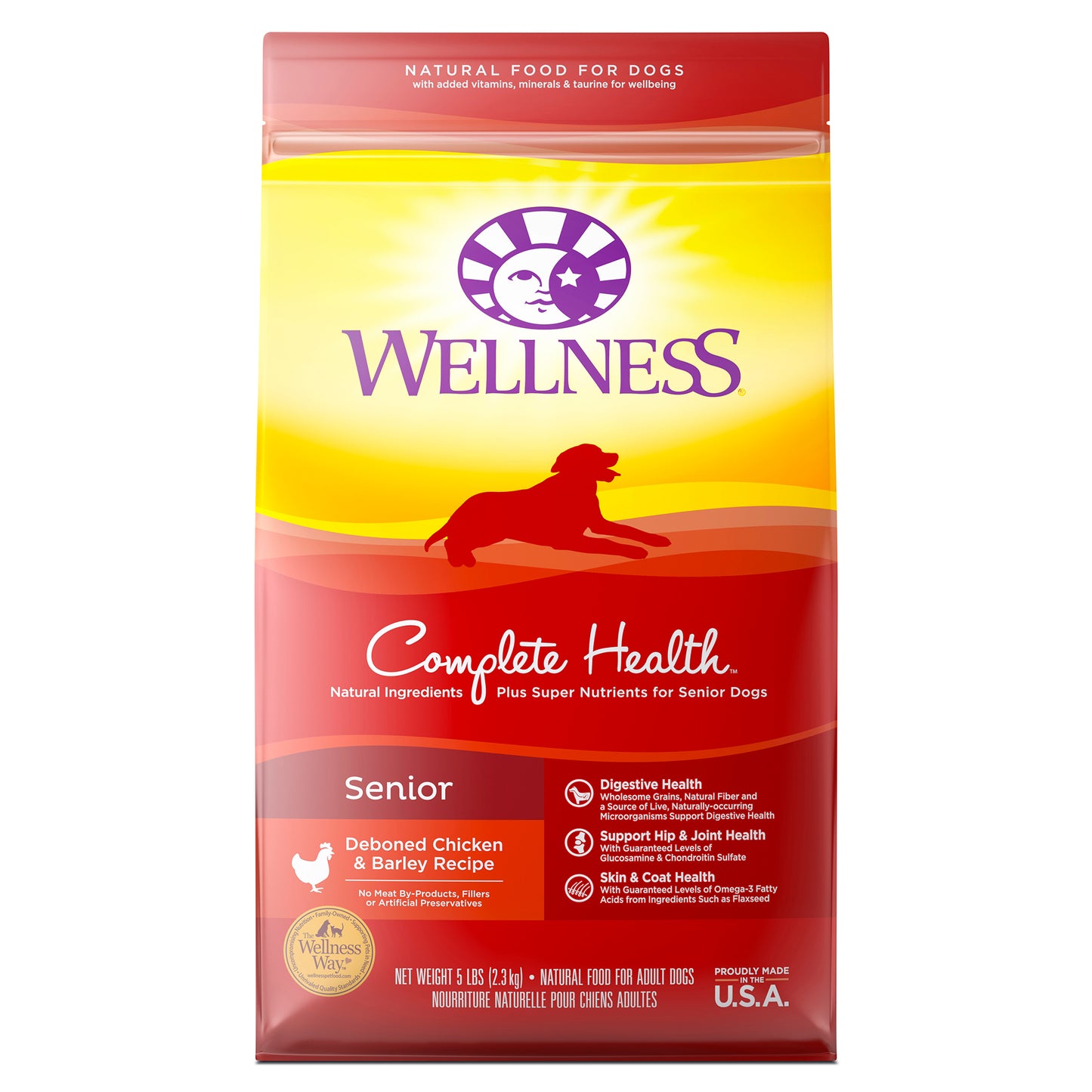 Wellness Complete Health Natural Dry Senior Dog Food Chicken & Barley 5lb Bag