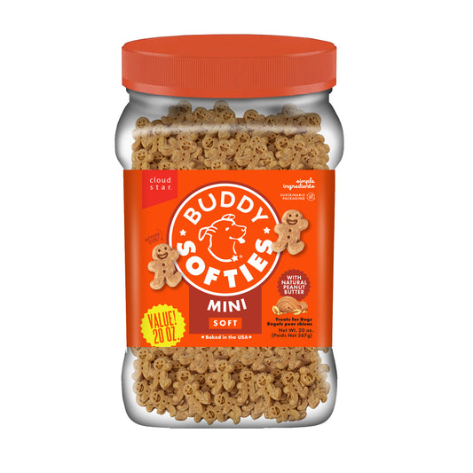 Cloud Star Buddy Softies Soft & Chewy Dog Treats Peanut Butter 20oz Jar