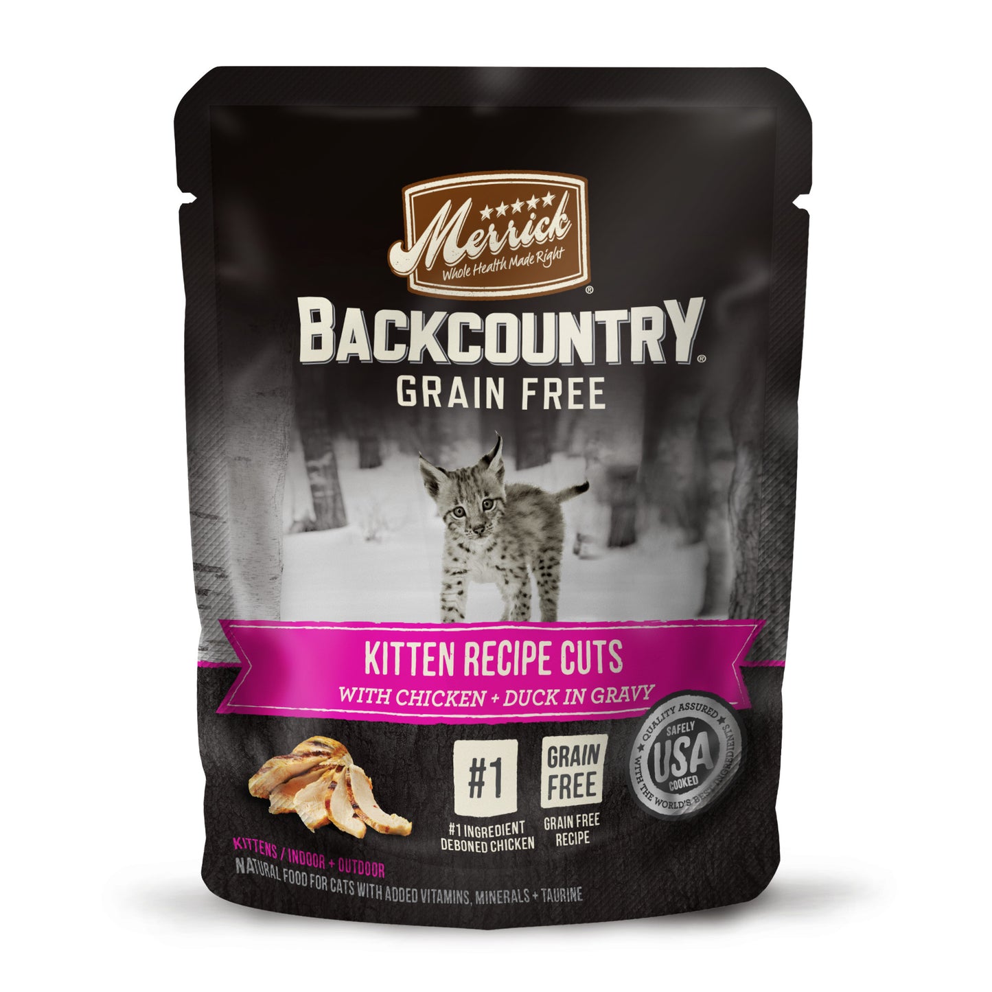 Merrick Backcountry Grain Free Gluten Free Premium High Protein Wet Cat Food, Kitten Recipe Cuts With Gravy 3oz