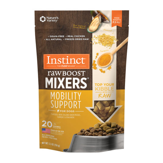 Instinct Freeze-Dried Raw Boost Mixers Grain-Free Mobility Support Recipe Dog Food Topper 5.5oz Bag