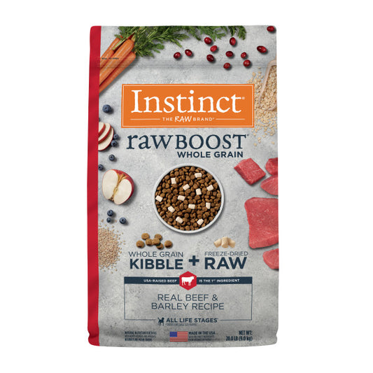 Instinct Raw Boost Whole Grain Real Beef & Barley Recipe Dry Dog Food 20lb Bag