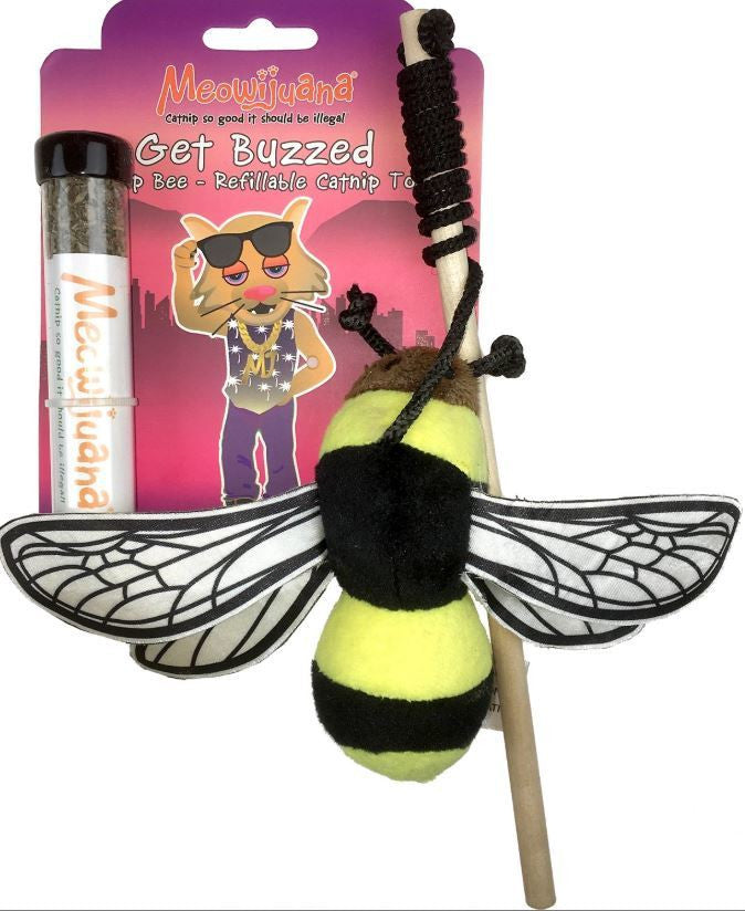 Meowijuana Get Buzzed Refillable Catnip Bee Wand Cat Toy