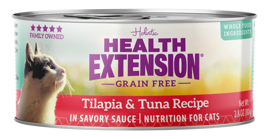 Health Extension Grain Free Tilapia & Tuna Recipe Canned Cat Food, 2.8oz