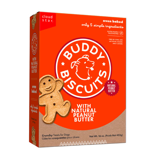 Cloud Star Buddy Biscuits Crunchy Dog Treats, Peanut Butter, 16 oz. Box