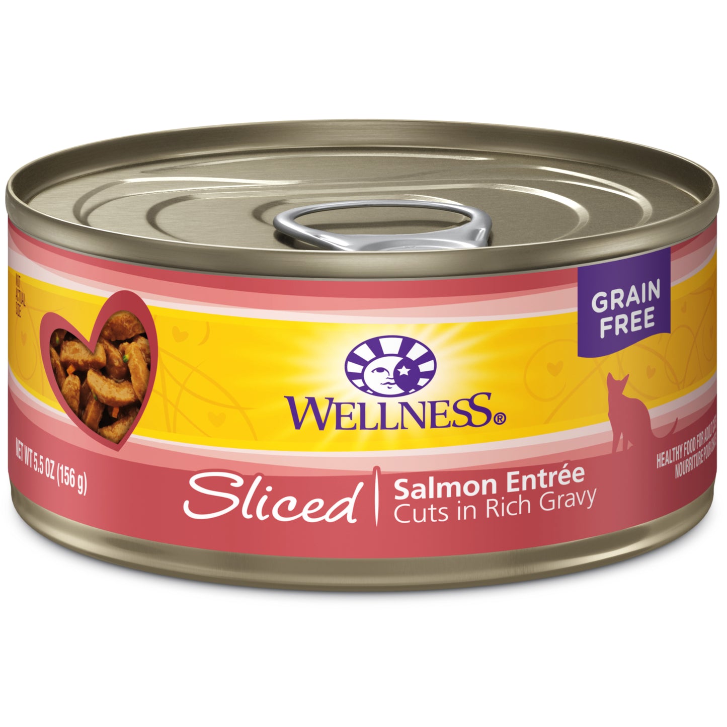 Wellness Complete Health Natural Grain Free Wet Canned Cat Food Sliced Salmon Entree 5.5oz Can
