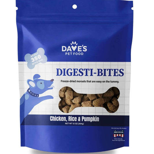 Dave's Pet Food Dog Digesti-Bites Freeze-Dried Chicken Rice & Pumpkin 12oz